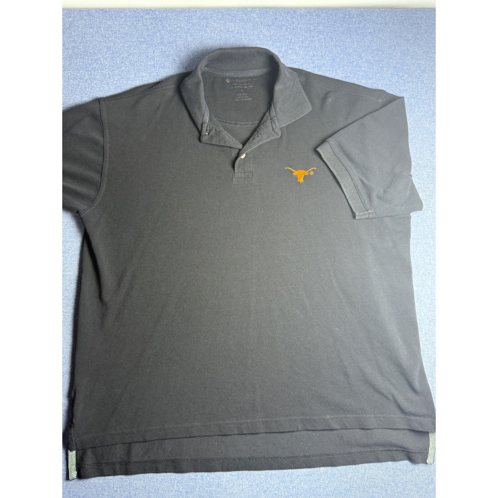 Texas Longhorns Mens XL Black Short Sleeve Embroidered Logo Pique Polo Shirt
